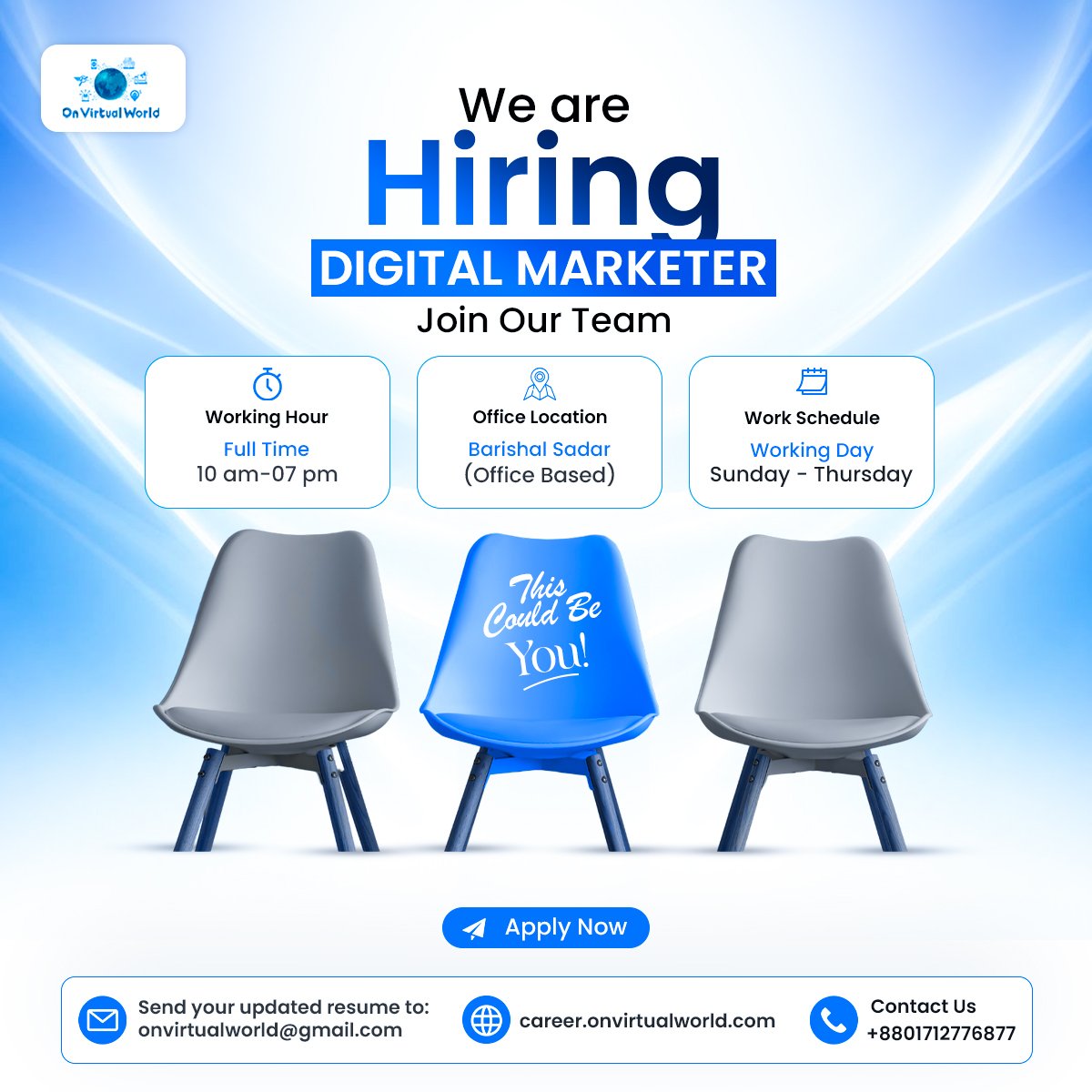 Digital Marketer Hiring Poster On Virtual World